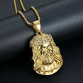 thumbnail image 3 of Hip Hop Jesus Head 14K Yellow Gold  Pendant Necklace Vintage Luxury Christian Chain For Men Women Religious Jewelry, 3 of 8