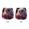thumbnail image 3 of Balery Cute Flower Owl Pantalones cortos deportivos para mujer con forro y dos bolsillos, elásticos, para entrenamiento, gimnasio, yoga-Large, 3 of 7