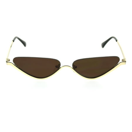 Womens Upside Down Half Rim Cat Eye Retro Sunglasses Gold Brown
