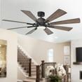 thumbnail image 2 of Parrot Uncle 60" Farmhouse Bronze Windmill LED Ceiling Fan with Light and Remote, Large Indoor Ceiling Fans with Light, 2 of 14