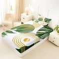 thumbnail image 4 of Castle Fairy Boho Tropical Leaf Twin Sheet Sets 3pcs for Teens, Geometric Art Bedding for Bedroom, Green Gold, 4 of 6