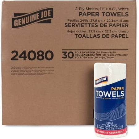 Genuine Joe, GJO24080, Kitchen Roll Flexible Size Towels, 30 / Carton, White