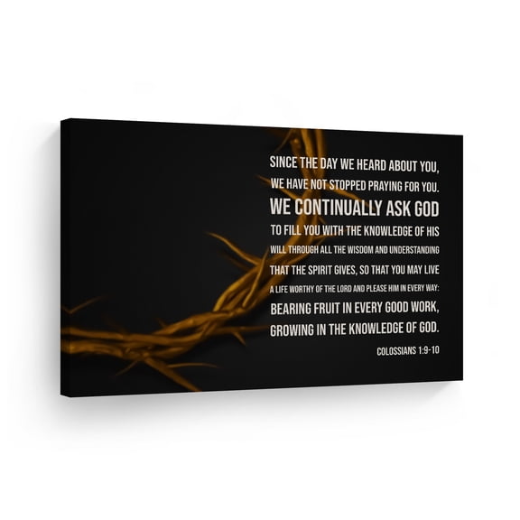 Smile Art Design Scripture Bible Verse Wall Art Canvas Print Colossians 1:9-10 Jesus Lord God Christ Pray Religious Living Room Bedroom Christian Gift - 30x40