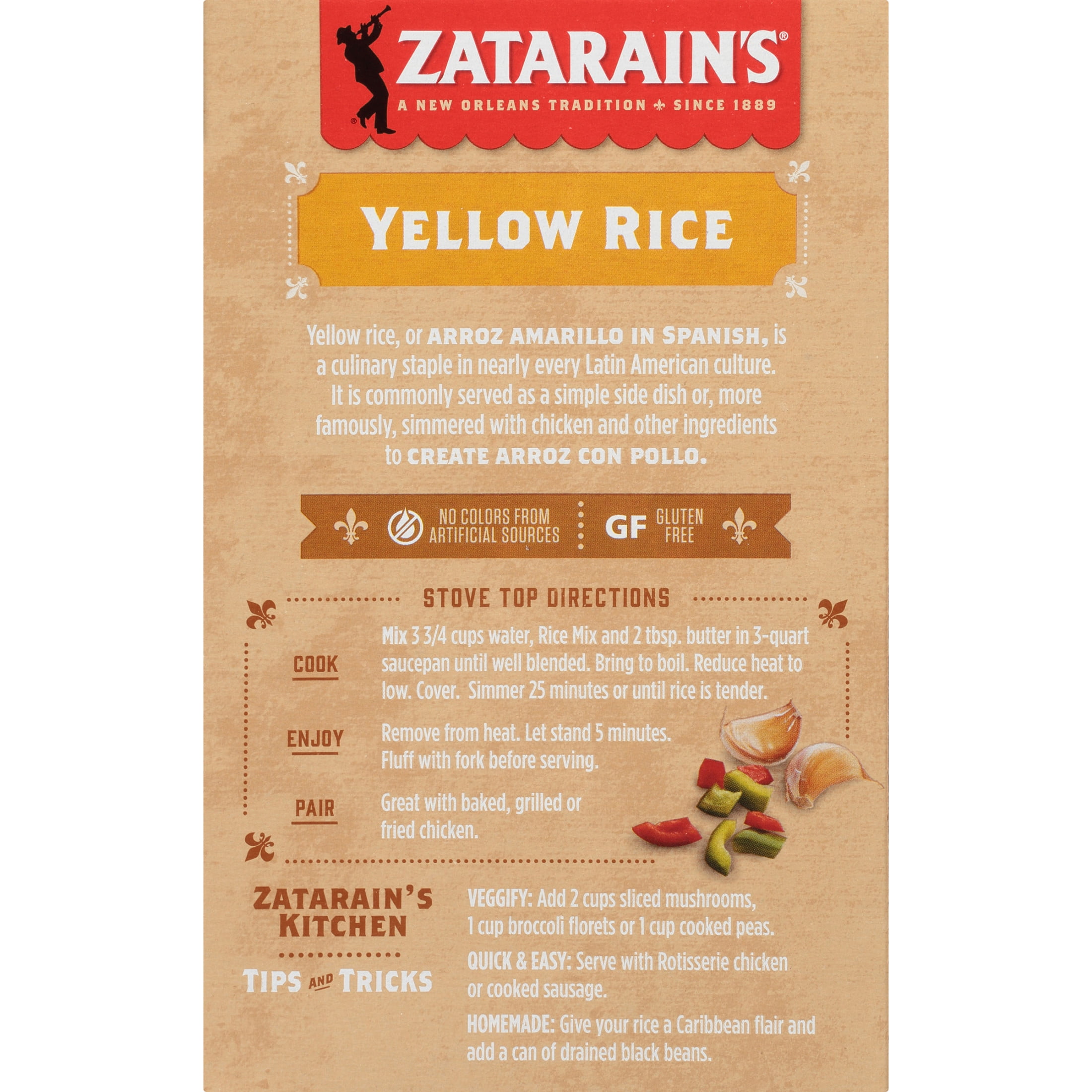 Zatarain's Non-GMO Gluten Free Family Size Yellow Rice, 12.0 oz Box