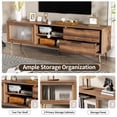 thumbnail image 3 of Paproos TV Stand for 75"-80" TV, Modern Entertainment Center with 2 Drawers & Storage Cabinet, 70” Television Stand with 2 Glass Doors, TV Console Table for Living Room, Bedroom, Walnut, 3 of 12