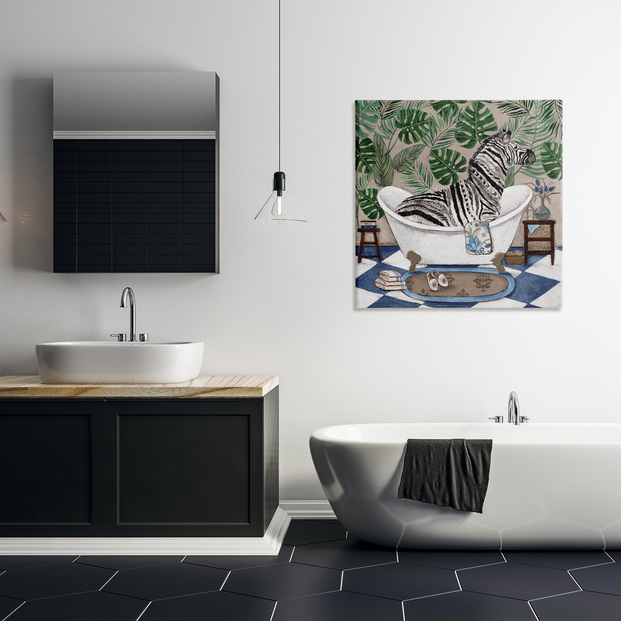 Stupell Industries Zebra in Tropical Bathtub Canvas Wall Art, design by Janet Tava