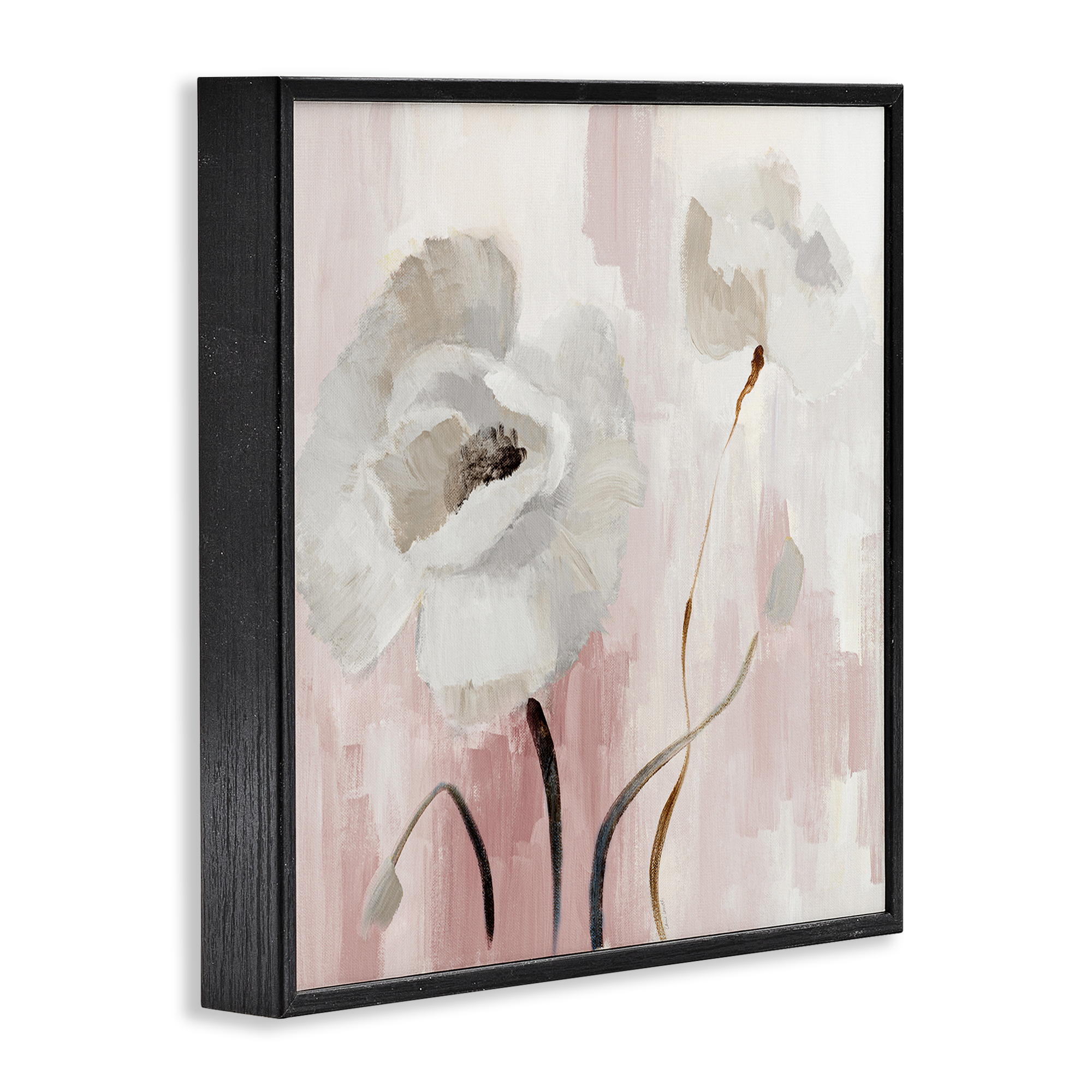 Stupell Industries Abstract White Blossoms Botanical & Floral Painting Black Framed Art Print Wall Art, 17 x 17