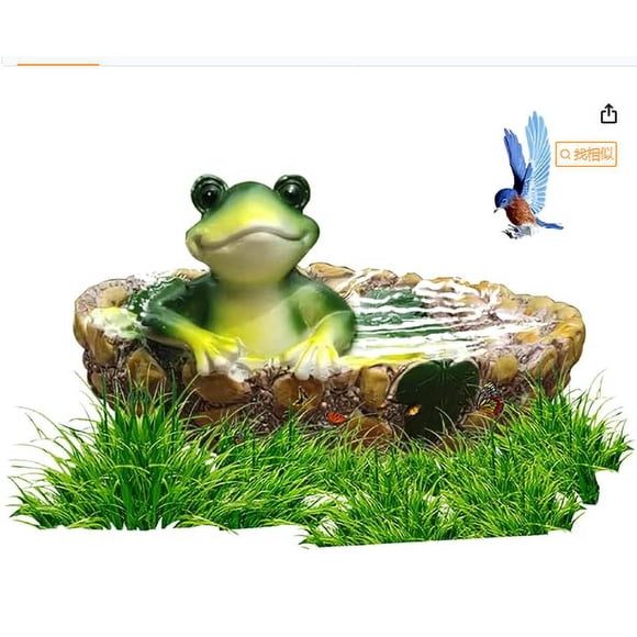 Clearance! Meiiso Bird Bath Resin Frog Decorative Bird Bath Bowl Bird Feeder Gardening Tools Frog Decorative Ornaments Home Decoration Garden Courtyard Resin Craft Animal Pendant, 1*Decoration, Green