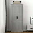 thumbnail image 7 of Wardrobe Closet with 2 Doors, Wooden Modern Freestanding Armoire with Shelves and Hanging Rod, Clothes Organizer Cabinet for Bedroom, Guestroom, Gray, 7 of 7