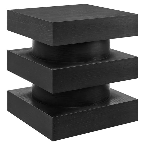 Coffee Sofa Side End Table, Square, Black, Wood, Living Room Lounge Cafe Lobby Hospitality Restaurant, Modern Contemporary, HB37115