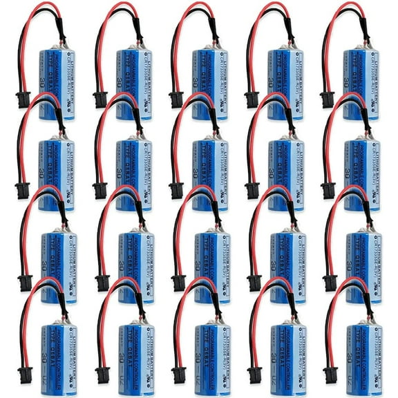 20-Pack CR17335SE-R/3V Q6BAT PLC 3V 1800mAh Li-ion Battery with Plug for Q25PRHCPU Q170HBATC QNS  System