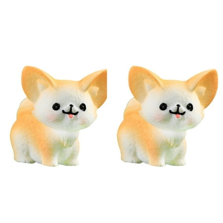 

HYmarket Adorable Fennec Fox Ornaments - Handcrafted Resin Miniature Fennec Fox Figures Cute Decorative Micro Landscape Accessories (2Pcs)
