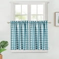 thumbnail image 1 of GlowSol Buffalo Plaid Tier Curtains Farmhouse Thick Yarn Dyed Blackout Cafe Curtains for Bathroom Dining Room, Teal White, 28"W x 36"L x 2 Panels, 1 of 6