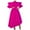 Hot Pink, variant on Party Dress for Women, Solid Color Plus Size Fashion Round Neck Double Ruffle Sleeve Big Hem Dress Hot Pink 3XL
