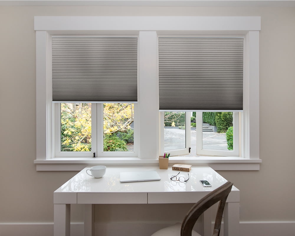 Redi Shade No Tools Easy Lift Trim-at-Home Cordless Light Filtering Fabric Cellular Shade Gray, 30" W x 64" L, (Fits windows 19"- 30")