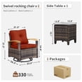 thumbnail image 6 of MEISSALIVVE 3 Piece Outdoor Swivel Rocking Chairs, Patio Furniture Bistro Set with 360° Wood Armrests Swivel Glide Chairs and Side Table for Deck Yard and Poolside (Red), 6 of 8