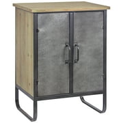 Rustic Wood and Metal Standing Storage Cabinet