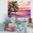 thumbnail image 1 of Designart Pink and Purple Palm Beach Sunset Canvas Wall Art, 1 of 4