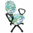 thumbnail image 1 of Leaves Office Chair Slipcover, Composition of Foliage Detailed Arrangement with Ornate Nature Illustration, Protective Stretch Decorative Fabric Cover, Standard Size, Green Blue White, by Ambesonne, 1 of 5