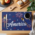thumbnail image 2 of American Independence Day Placemats Set of 6 Red Blue Fireworks Retro Stars Place Mats Indoor Wipeable Table Mats Washable Cloth Dining Table Placemats for Kitchen Holiday Party Home Decor 13x19 Inch, 2 of 9
