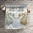 thumbnail image 2 of Ambesonne Valentine Quilted Coverlet 3 Pcs, Seahorse Lovers, Queen Size, Grey Cream, 2 of 2