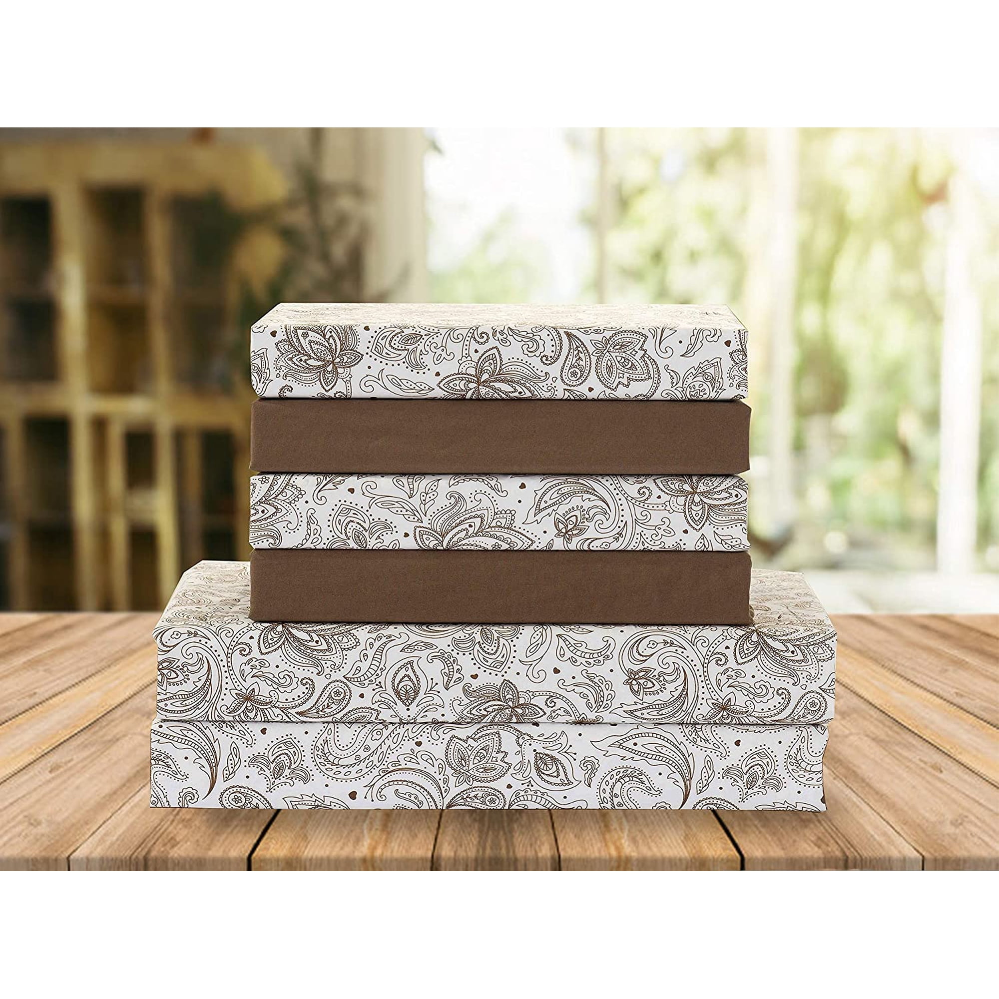 Elegant Comfort 6 Piece Bed Sheets Polyester Full Paisley Taupe Paisley