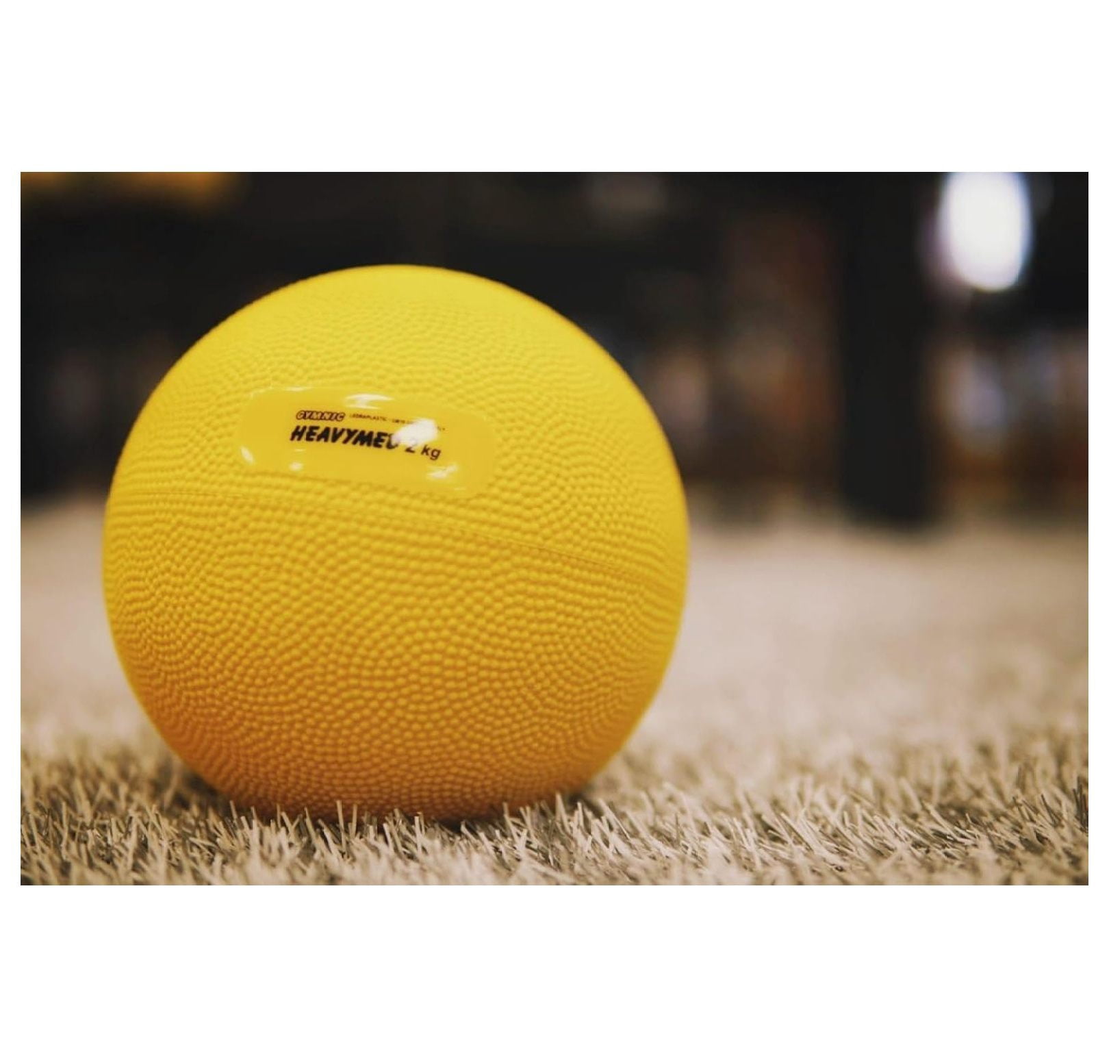 Gymnic Heavymed Medicine Ball 2kg/4.4lb, 15cm Yellow – Fitness & Therapy Ball for Strength, Balance, Core Workouts, Rehab Exercises