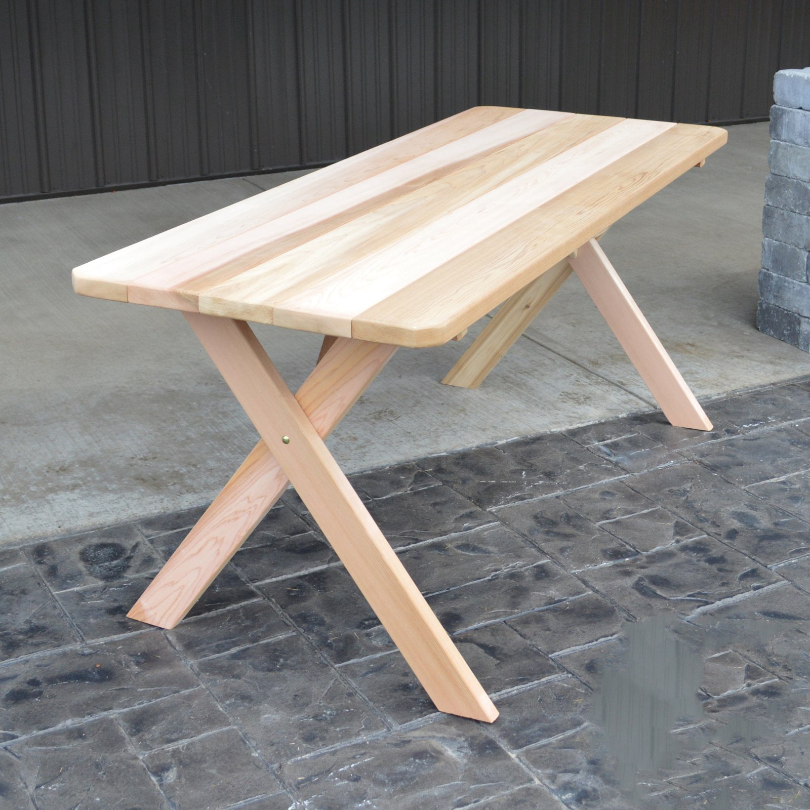 A & L Furniture Western Red Cedar Crossleg Picnic Table - Walmart.com