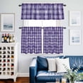 thumbnail image 2 of Purple Plaid Kitchen Curtains Sets for Windows 24 Inch Length, Modern Art Checkered Farmhouse Rod Pocket Window Treatments Tier Curtains and Valances Set for Bedroom/Bathroom, 2 of 8
