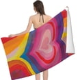 thumbnail image 2 of Rainbow Retro Heart Printed Microfiber Sand Free Pool Towel Lightweight Oversized Quick Dry Absorbent Compact Travel Must Have for The Swimming Summer Cruise Ship Essentials, 2 of 8