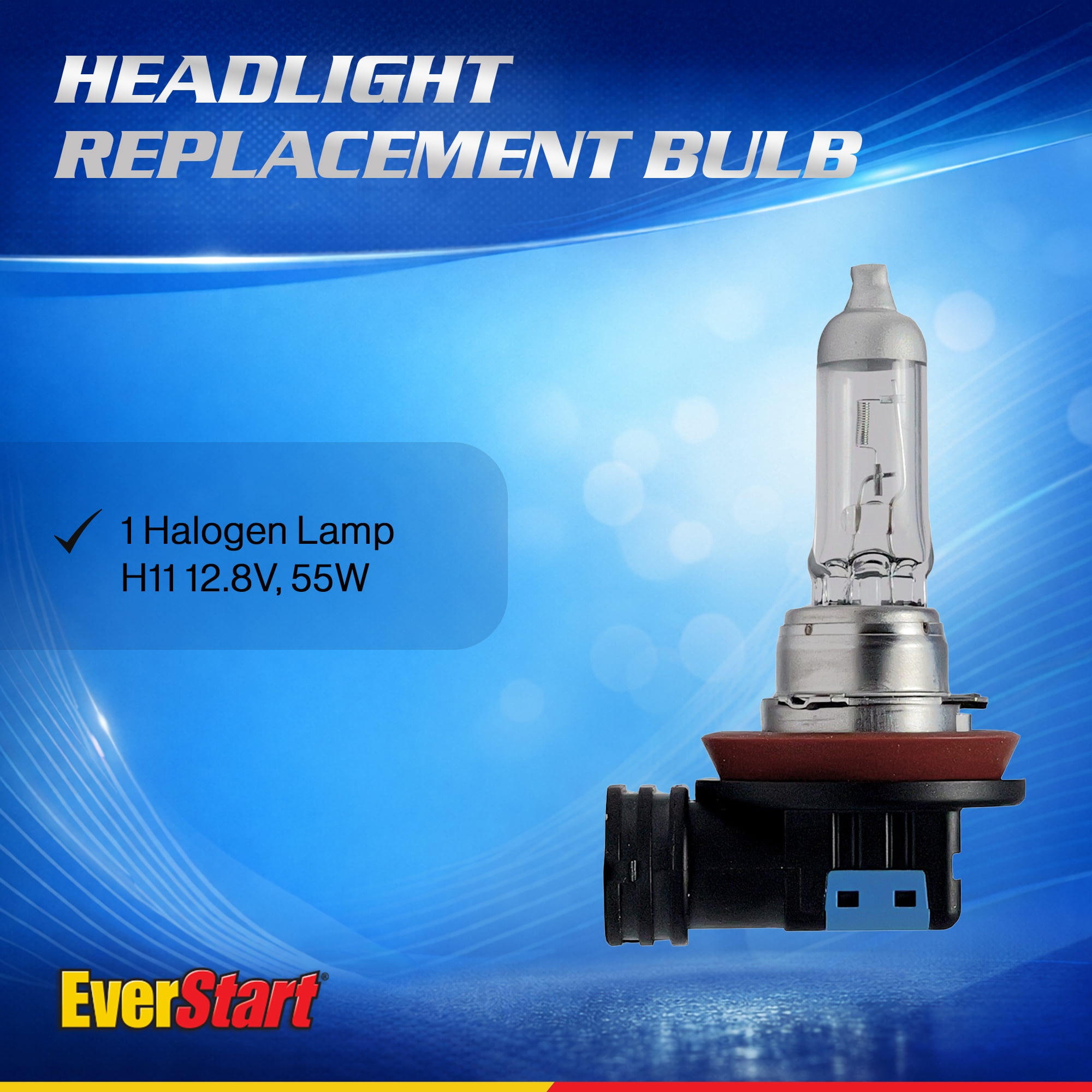 EverStart H11 Halogen Headlight Bulb, 1 pack, Compatible with Multiple Cars