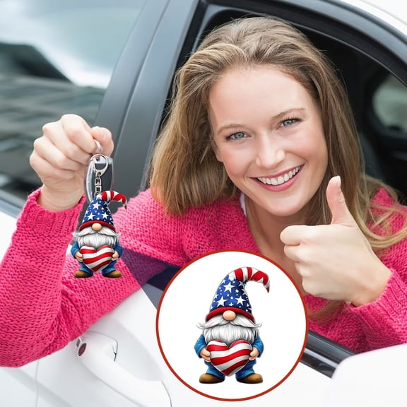 SHENGXINY 4Th of July Door Hanging Decorations, Patriotic Independence Day Decor, Four Dwarfs 2D Flat Acrylic Car Pendant Decor, Party Supplies Multicolor