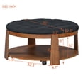 thumbnail image 3 of 36 inch Round Ottoman Coffee Table, 2-Tier Oversized Upholstered Cocktail Tables with Wooden Storage Shelf, Button Tufted Accent Center Table for Living Room, 3 of 7