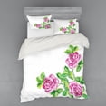 thumbnail image 2 of Watercolor Flower Duvet Cover Set, Picturesque Glamour Dramatic Rose with Cracked Effect Natural Art, Bedding Set with Shams and Fitted Sheet, 3 Sizes, by Ambesonne, 2 of 3