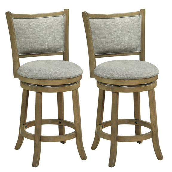 Costway 25"Swivel Bar Stools Set of 2, with Backrests and Wood Frame,Upholstered Bar Chairs