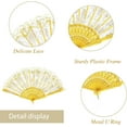 thumbnail image 2 of 30pcs Silk Folding Hand Fans,Silk Fans,Yellow Rose Fans,Perfect for Weddings, Parties, and Dancing,Yellow-Yellow-10 PACK, 2 of 7