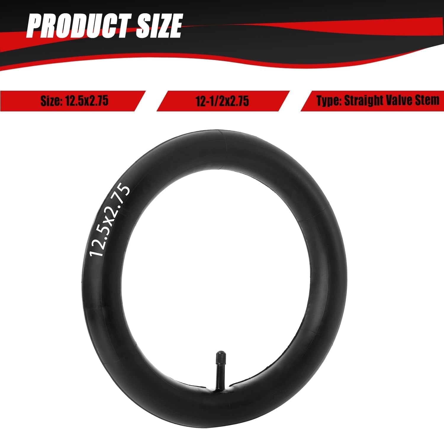 12インチホイールタイヤ、スクーター用電動自転車用インナーチューブスクーターラバータイヤ付きスクータータイヤ 8 1/2 x2 インナーチューブ 50/75-6.1 チューブ 電動スクータータイヤ用インナーチューブ(Straight valv