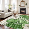 thumbnail image 2 of St. Patrick's Area Rugs 5'x7', Small Throw Rugs for Laundry Room Playroom, Luck Shamrock Eucalyptus Leaves Flowers Beige Indoor Outdoor Rug Non-Slip Low Pile Carpet Runner Reversible Floor Mats, 2 of 8