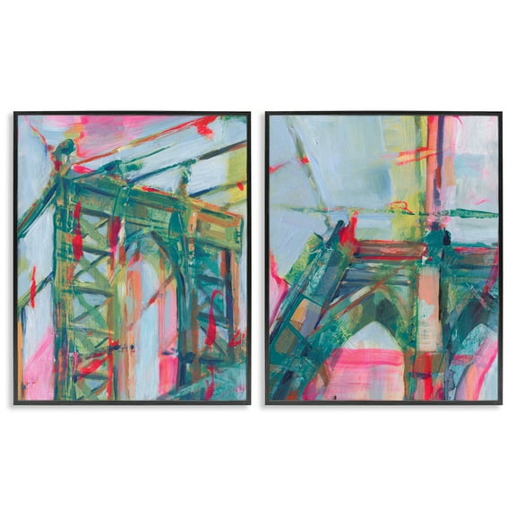 Stupell Industries Bridge Arches Abstractions Scenic & Cityscapes Painting Black Framed Art Print Wall Art, 11 x 14, Set of 2