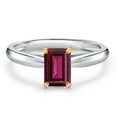 thumbnail image 3 of Gem Stone King 10K Two Tone Gold Red Rhodolite Garnet Engagement Ring for Women | 0.73 Cttw | Emerald Cut 6X4MM | Gemstone January Birthstone | Size 6, 3 of 6