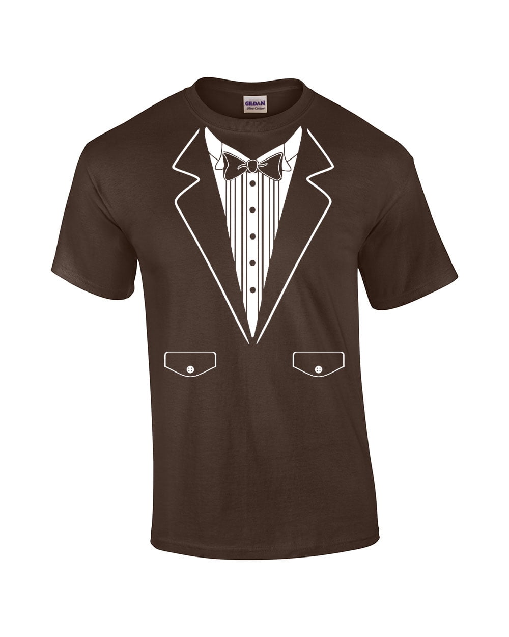 Formal Tuxedo with Bowtie Classy Men's Sleeve T-shirt Humorous Wedding Bachelor Party Retro Tee-Black-XXXL -