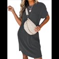 thumbnail image 1 of Vestido Mini Informal de Verano para Mujer, con Cuello Redondo, Corta y Canalé Gris Oscuro XXL, 1 of 7