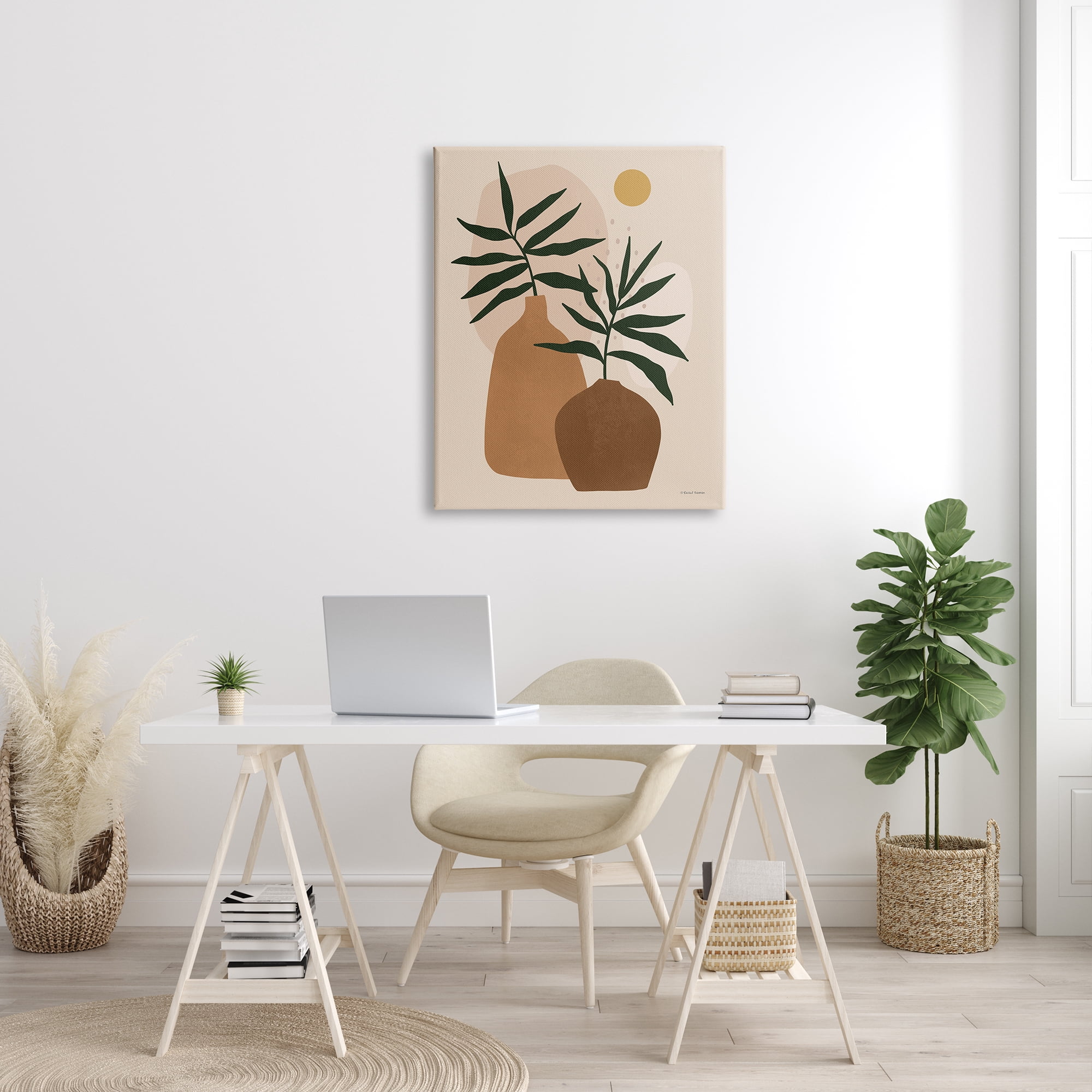 Stupell Industries Potted Plant Vases Cutout Abstract Botanical Shapes Graphic Art Gallery Wrapped Canvas Print Wall Art, Design by Rachel Nieman