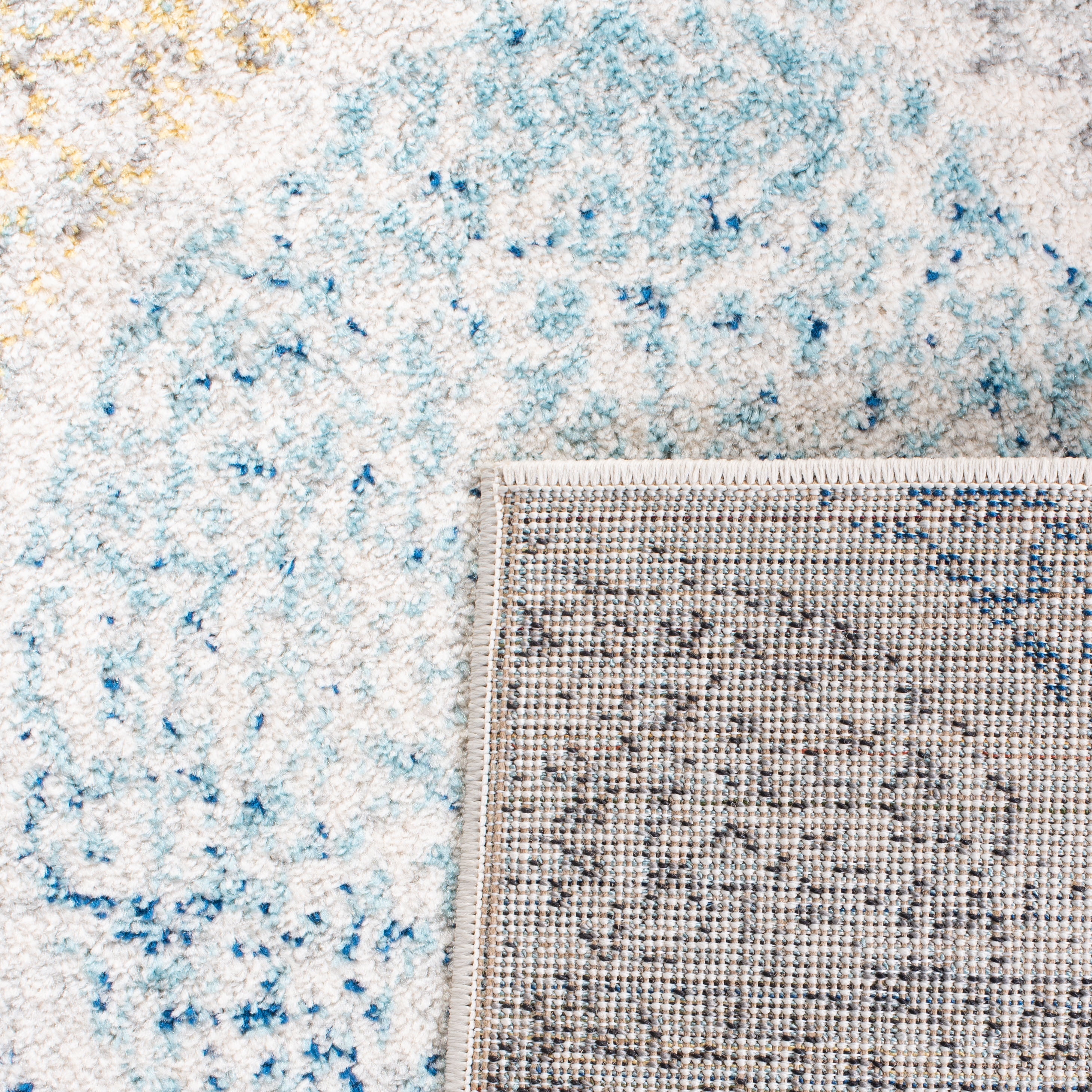 SAFAVIEH Madison Leighton Geometric Runner Rug, Ivory/Blue, 2'3" x 20'