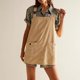 thumbnail image 1 of Vestido corto estilo delantal con cuello cuadrado y bolsillos, vestido informal para mujer, traje de vacaciones, 1 of 6