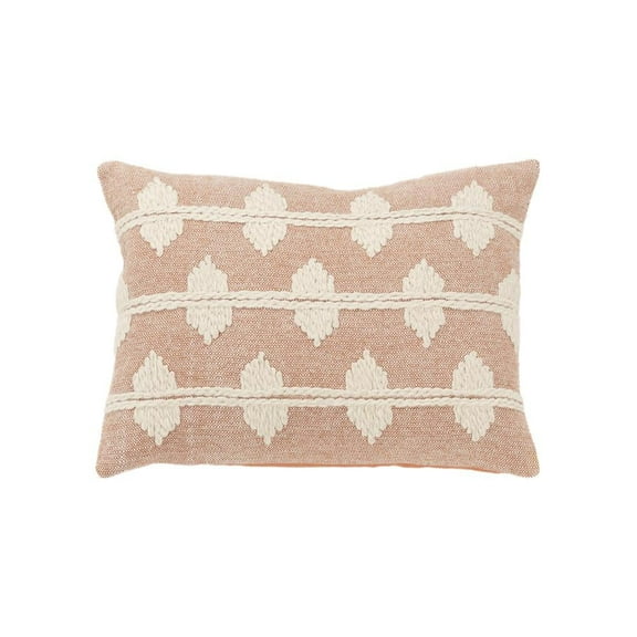 Rizzy Home Cotton Diamond Coral 14"X20" Pillow Cover 2 Pack