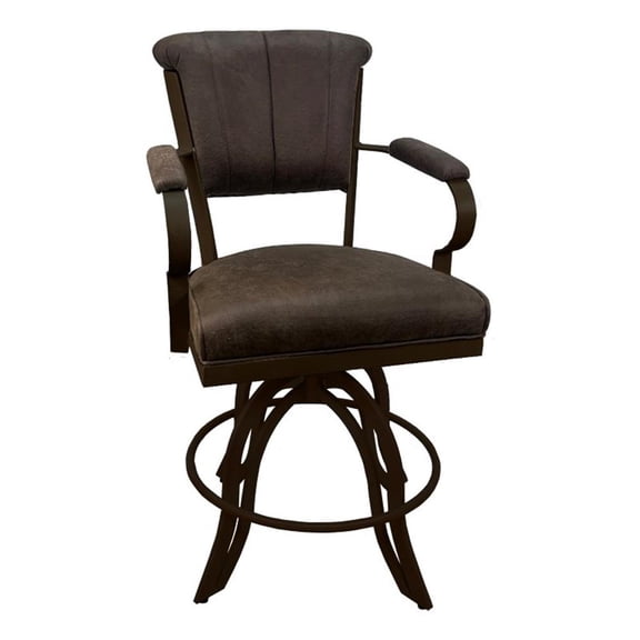 Tobias Designs Miami 26" Metal & Fabric Counter Bar Stools in Whiskey/Brown