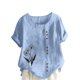 thumbnail image 2 of Karight Womens Cotton Gauze Shirt Dandelion Print Summer Beach Blouse Short Sleeve Casual Loose Comfy Tunic Tops Plus Size, 2 of 4