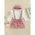 thumbnail image 2 of Bagilaanoe 3PCS Newborn Baby Girls Skirt Set Long Sleeve Ribbed Snap Romper Tops + Suspender Skirt + Headband 3M 6M 12M 18M Casual Outfits, 2 of 9