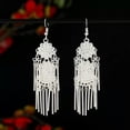 thumbnail image 4 of K-KED Ethnic Style Retro Tibetan Silver Chinese Style Long Tassel Earrings For Women-19, 4 of 9